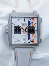 Tag Heuer Monaco Chronograph X Gulf Limited Edition Silver Dial Box & Papers