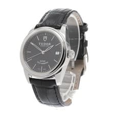 TUDOR GLAMOUR 55000 36mm SS Black Dial Automatic Date Watch #C515