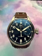 IWC Pilot's Watch Blue Men's Brown Leather Strap Watch - IW500916