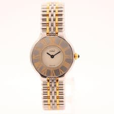 Vintage 28mm Cartier 125000P 21 Must de Cartier Ladies Quartz Steel/Gold Plated