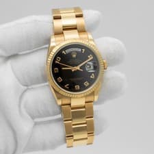 Rolex President Day-Date 118205 Everose Gold Watch Black Dial