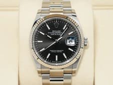 2026 Rolex Datejust 126234 Fluted Bezel Watch 36mm Oyster Bracelet Black Dial
