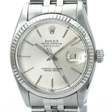 ROLEX Datejust 18K White Gold Steel Automatic Mens Watch 16014 Polished BF589838
