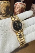 ROLEX FULL GOLD 18k YG “President Style” Day-Date Oysterquartz Black Dial(19018)