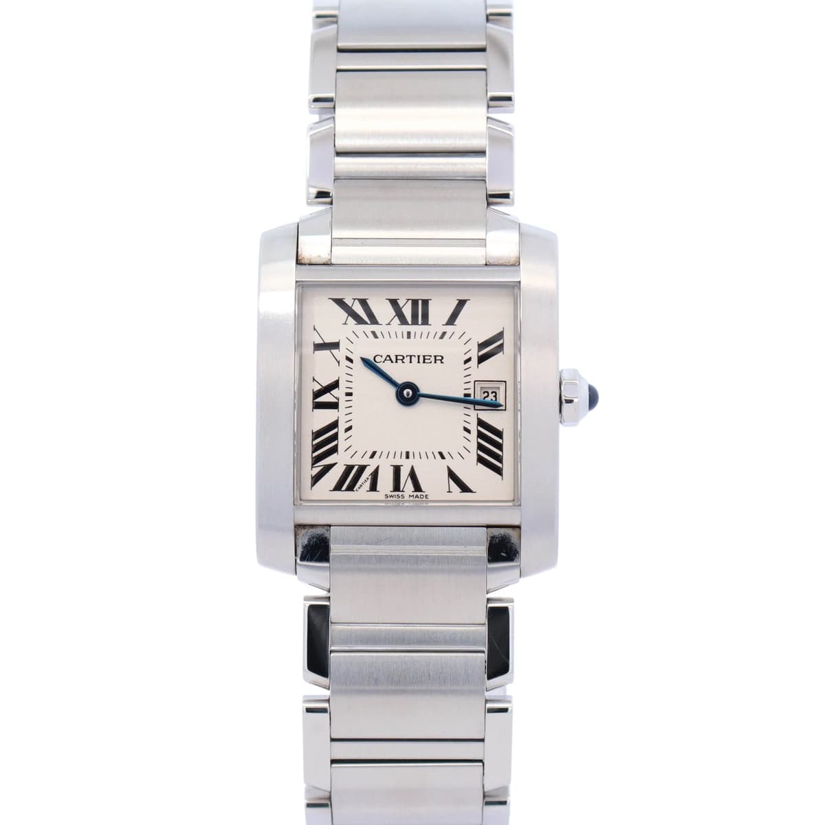 Cartier Tank Stainless Steel 25mm White/Ivory Dial Watch Ref# W51011Q3