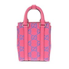Used GUCCI 696010 520981 Ladies Handbag GG Embossed Pink Leather from JAPAN