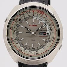 Seiko Alba K2000 Rally Meter V743-6A30 Day Date Men's Watch Silver Dial
