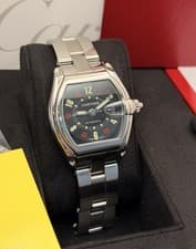 Cartier Roadster Black Arabic Dial on Bracelet W62002V3 Complete 2007