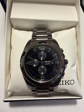 Seiko SSC203 Men's Solar Chronograph Black Stainless Steel Black Dial Watch