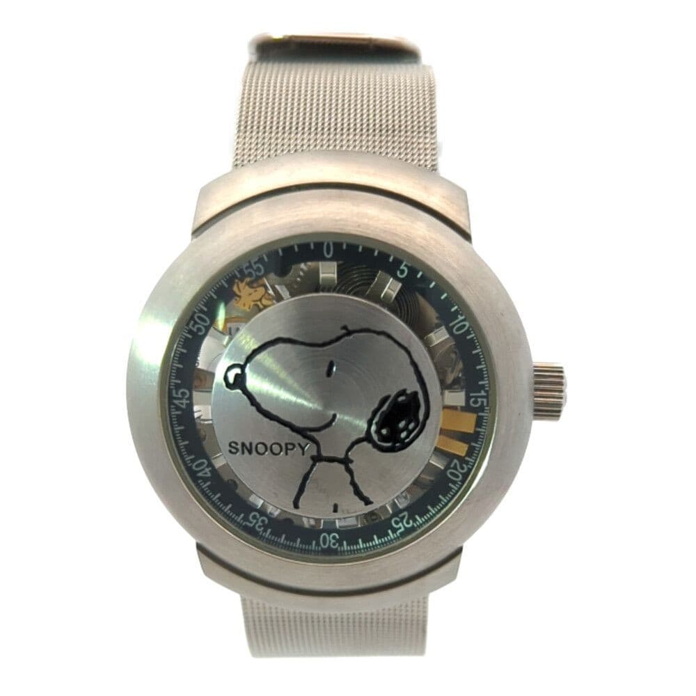 Snoopy Skeleton Automatic Watch Stainless Steel Ladies Used 61.9g