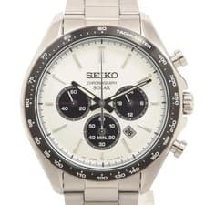 SEIKO SBPY165 Solar Chronograph Watch Panda Dial Stainless Steel Case