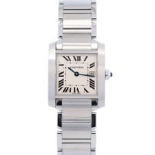 Cartier Tank Stainless Steel 25mm White/Ivory Dial Watch Ref# W51011Q3
