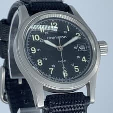 HAMILTON Khaki Field H683110 Quartz Date Black Dial Wristwatch 50 ATM 3-Hand