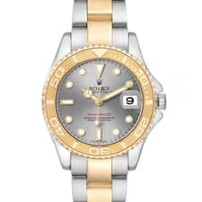 Rolex Yachtmaster Midsize Steel Yellow Gold Grey Dial Mens Watch 168623