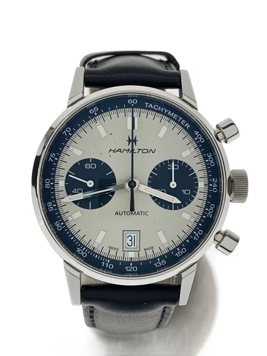 HAMILTON Automatic Watch Analog Leather WHT BLK 384160