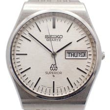 SEIKO Superior Twin Quartz 1978 Men's Watch Day Date Silver Dial 9983-8000