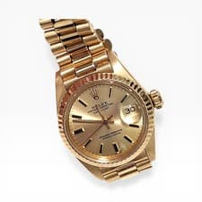W/Box Rolex Ladies Datejust 26mm 18K Yellow Gold President Watch 6917 Circa 1981