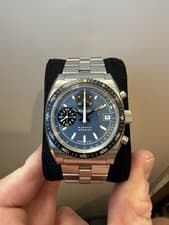 Limited Edition Nivada Grenchen Chronosport Automatic Blue Dial, Full Set