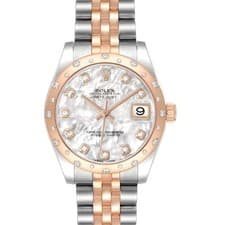 Rolex Datejust 31 Midsize Steel Rose Gold MOP Diamond Ladies Watch 178341
