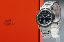 Read *Exc+5 Full Set * HERMES Clipper CL1.310 Chronograph 31mm Ladies Qz Watch