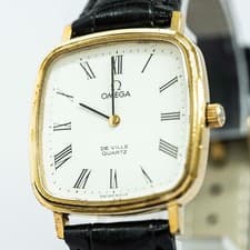 **Vintage 1979** OMEGA De Ville Cal.1330 Qz Push Gold Roman 31mm Mens Swiss Made