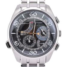 Citizen Campanola Men's Quartz Watch 42mm SS Black Dial Perpetual Calendar