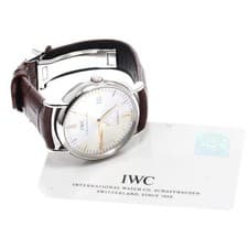 IWC PORTOFINO IW356307 39mm SS Leather Silver Dial Automatic Date #C497