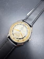 Vintage SS Benrus Pointer Day-Date Mechanical Dress Watch.