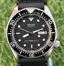 Seiko 6458 6000 Diver Automatic Watch 37mm Vintage wrist 19cm Timepiece