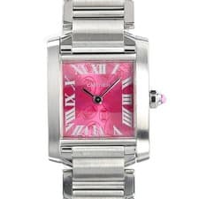 CARTIER Tank Française Sm W5103Q3 Pink Ladies Used Watch #8107