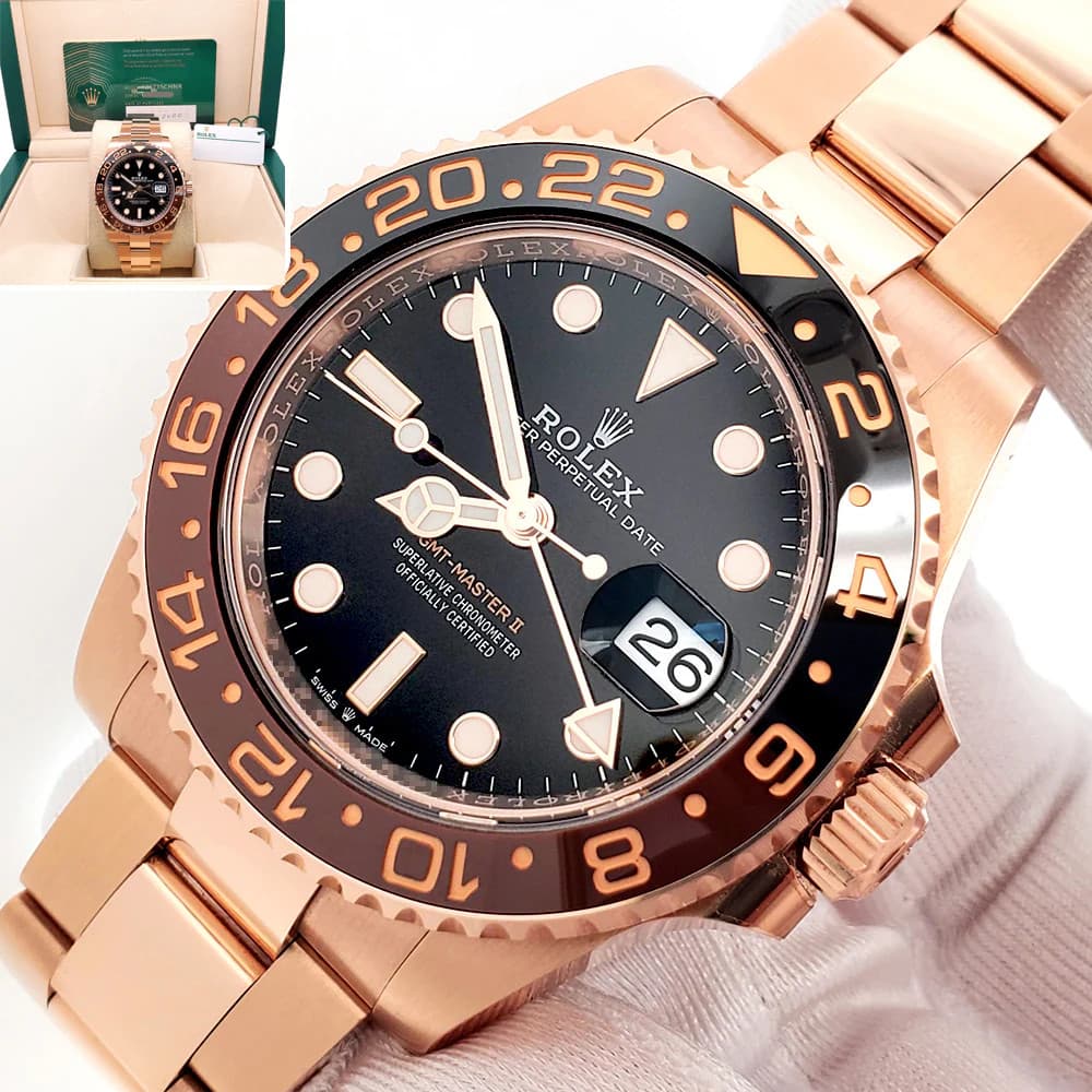 2020 Rolex GMT-Master II Rootbeer 126715CHNR Everose Gold Oyster Box/Papers/Tag