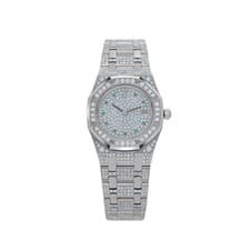 Audemars Piguet Royal Oak 14587BC 'Ladies' White Gold Diamond Emerald Set Dial