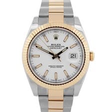 2023 PAPERS Rolex DateJust 41 WHITE Two-Tone Gold Steel 41mm 126333 Watch BOX