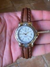 TAG Heuer WH5151.FC6055 Mens 6000 Series Automatic 18K Gold Watch White Leather