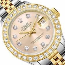 26mm Rolex Datejust 69173 18K Gold Diamond Cream Beige Dial Steel Woman's Watch