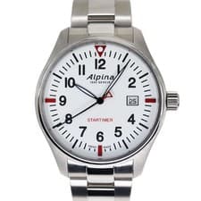 Alpina Star Timer AL-240S4S6B 42mm Stainless Steel White Dial Quartz Box #KN772