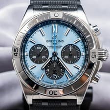 Breitling Chronomat B01 42mm Ice Blue 2024 WARRANTY Platinum Steel Rubber PB0134