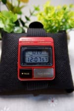 RARE Vintage SEIKO Pulsemeter S229-5001 Red Digital Watch 80s Retro Alien Era