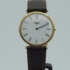 Longines L4.635.2 Men’s Quartz Watch Gold Bezel 35mm Brown Leather Strap