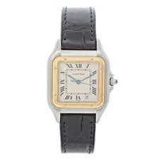 Cartier Panther W25028B6 Midsize 2-Tone Steel & Gold On Strap Watch With Box