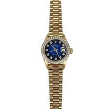 Rolex Datejust 69138 Diamond Bezel Blue Vignette Dial Ladies Watch 26mm
