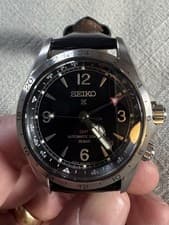 Seiko Prospex GMT SPB379 Automatic Black Dial  Leather Strap 20 BAR Box Papers