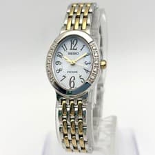 Seiko Excelline 10P Diamond Watch Silver White Dial Timepiece Elegant