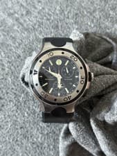 Movado Chronograph Wristwatch 200m Black Dial Stainless Steel Rubber Strap