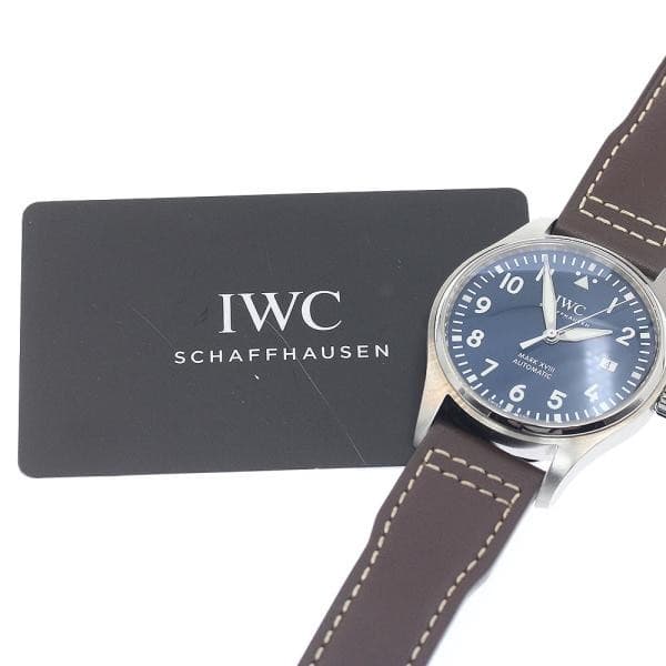 IWC SCHAFFHAUSEN PILOT'S WATCH MARK XVIII IW327010 40mm SS Leather Navy #C287