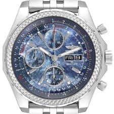 Breitling Bentley GT Blue MOP Dial Steel Mens Watch A13362 Box Card