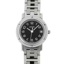 Hermes Clipper CL4.210 Black Dial Stainless Steel Case Quartz Women's #W2958