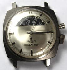 Buren MinStop "Parking Meter" 17j 35mm Watch - Runs - Needs Service