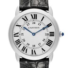 Cartier Ronde Solo Large Steel Silver Roman Dial Mens Watch W6700255 Box Papers