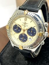 Breitling Unisex Watch B55046 Swiss Quartz Chronograph Black Leather Strap 36mm